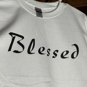 White Unisex Tshirt “blessed”